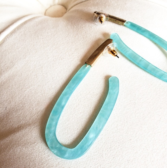MINT MARBLE ACETATE CUT OUT DROP EARRINGS - Picture 2 of 4
